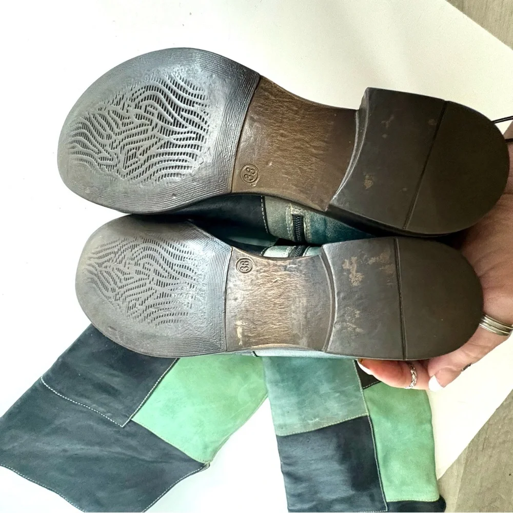 Vladì Boots Handmade in Venice Italy Rare Blue Black & Green Sz EU 38 US 7.5
